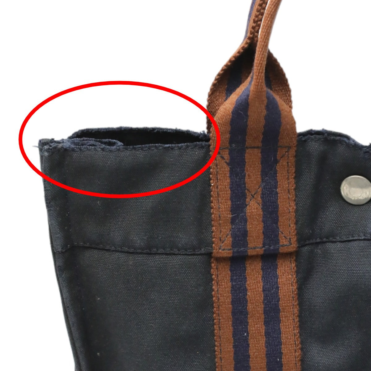 HERMES Tote Bag canvas Navy Mini bag Fool ToePM canvas mens(Unisex) Used