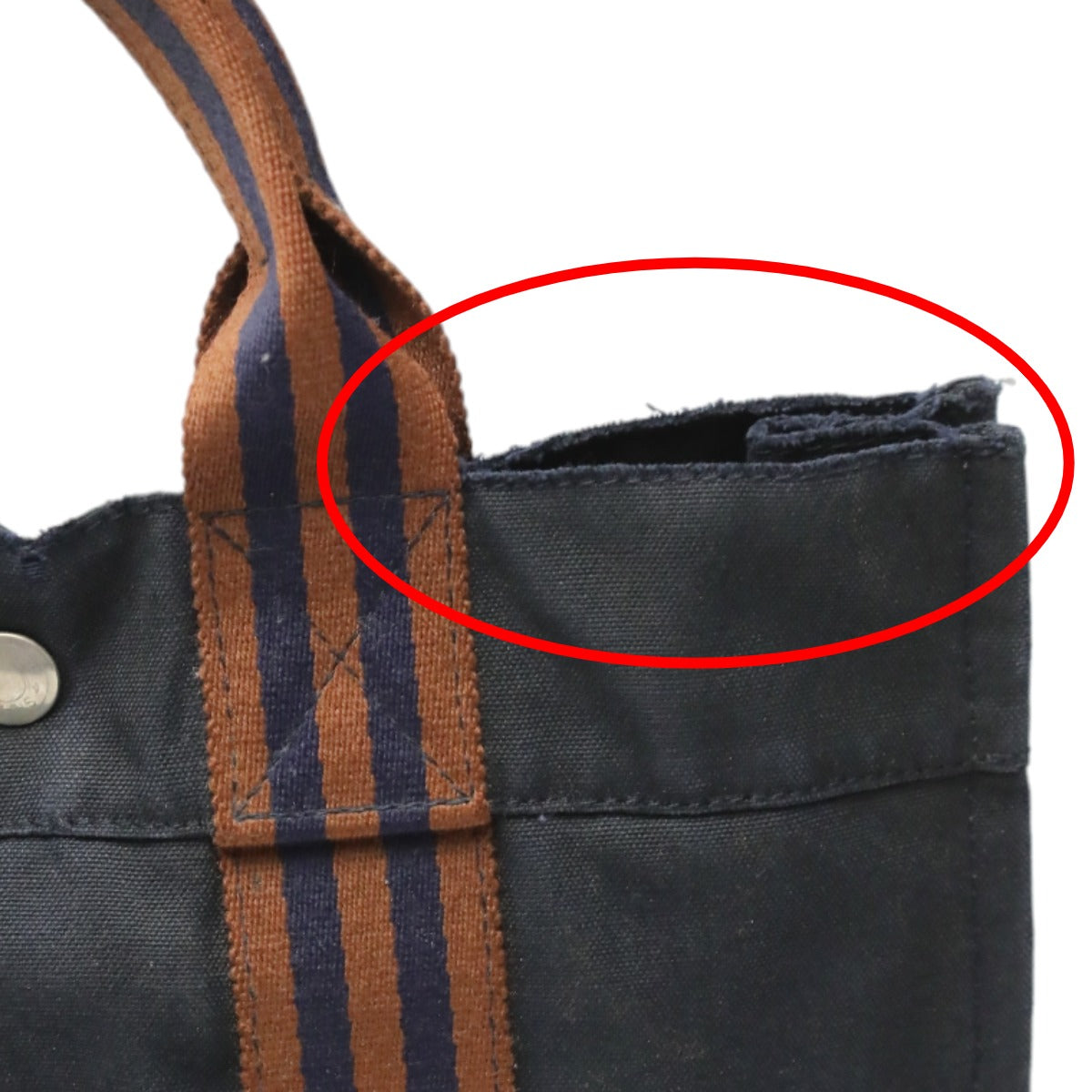 HERMES Tote Bag canvas Navy Mini bag Fool ToePM canvas mens(Unisex) Used