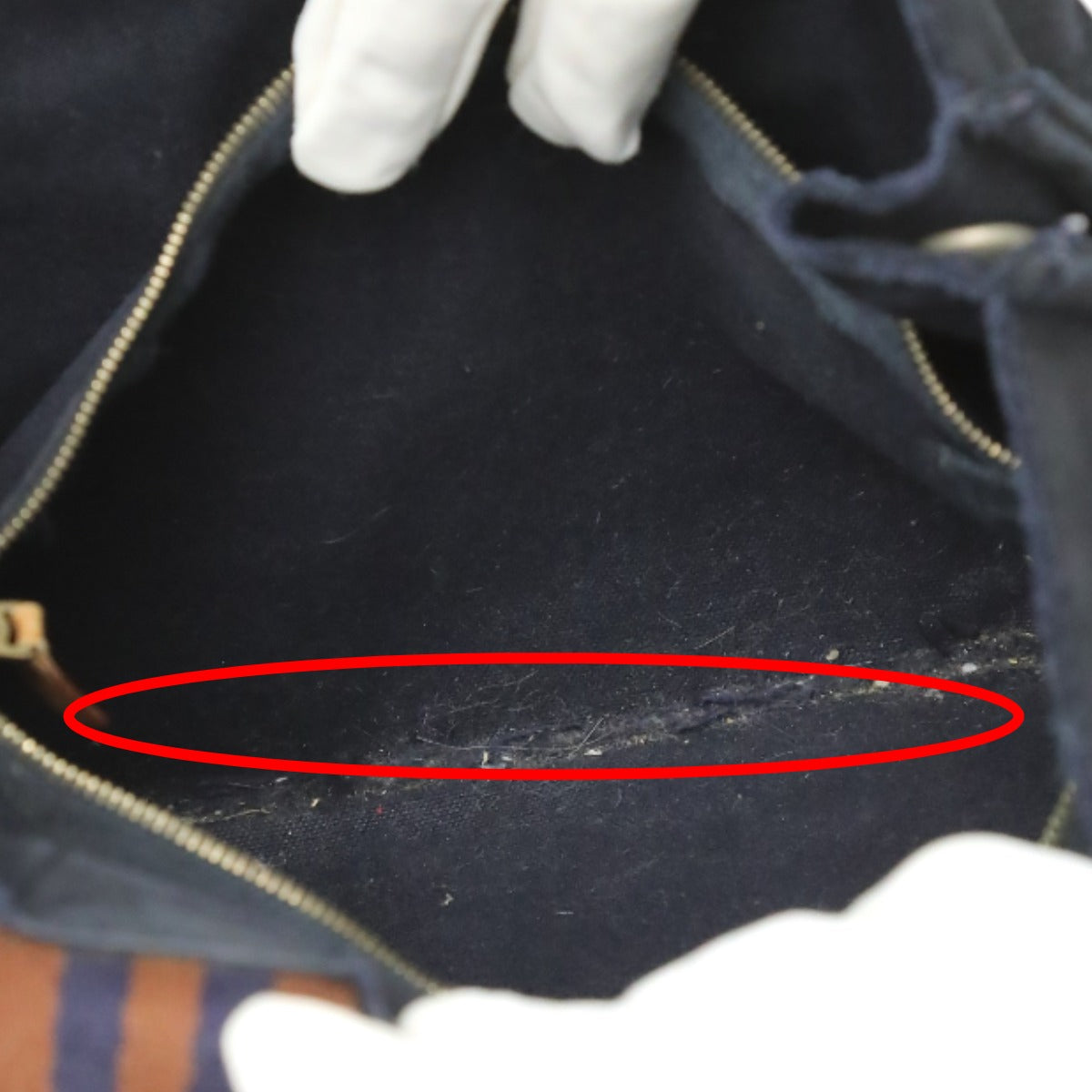 HERMES Tote Bag canvas Navy Mini bag Fool ToePM canvas mens(Unisex) Used