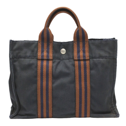 HERMES Tote Bag canvas Navy Mini bag Fool ToePM canvas mens(Unisex) Used