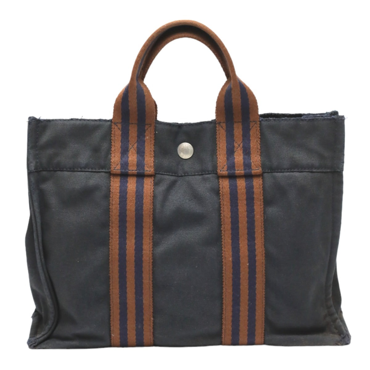 HERMES Tote Bag canvas Navy Mini bag Fool ToePM canvas mens(Unisex) Used