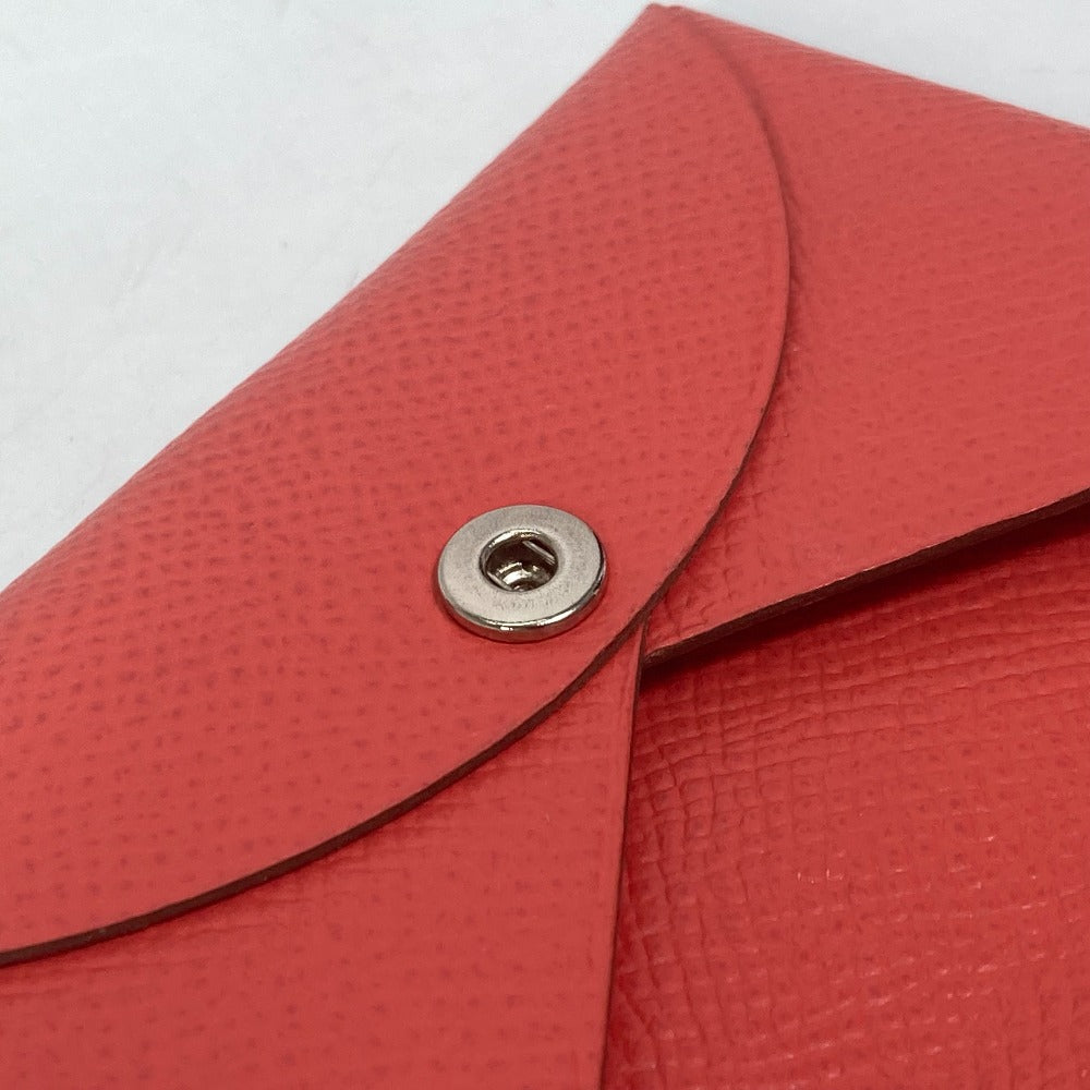HERMES Card Case Epsom Red type Two fold Calvi Women Used