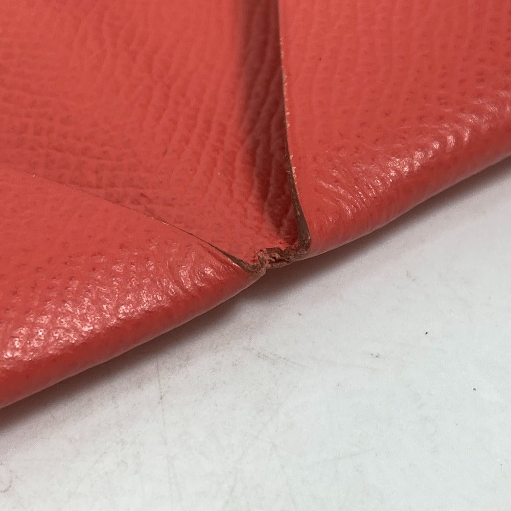 HERMES Card Case Epsom Red type Two fold Calvi Women Used