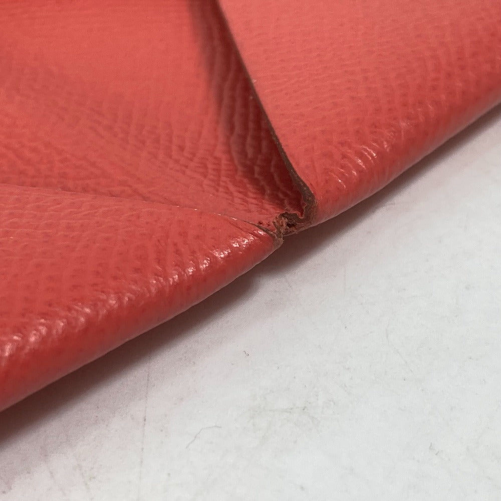 HERMES Card Case Epsom Red type Two fold Calvi Women Used