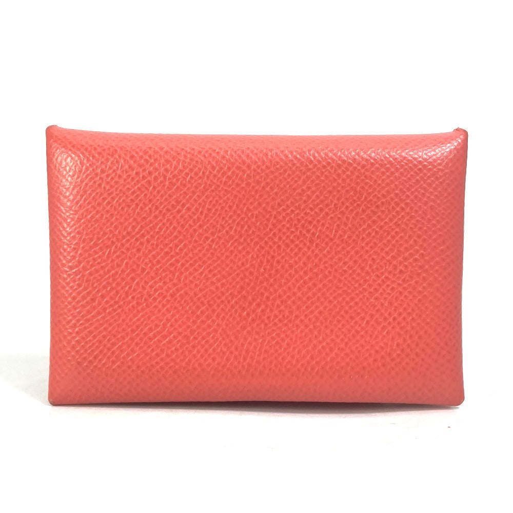 HERMES Card Case Epsom Red type Two fold Calvi Women Used
