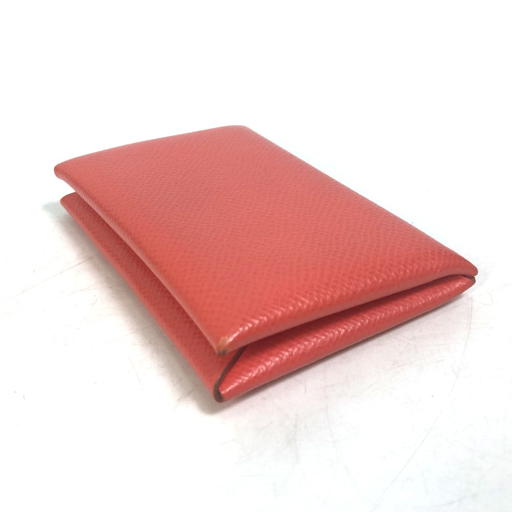 HERMES Card Case Epsom Red type Two fold Calvi Women Used