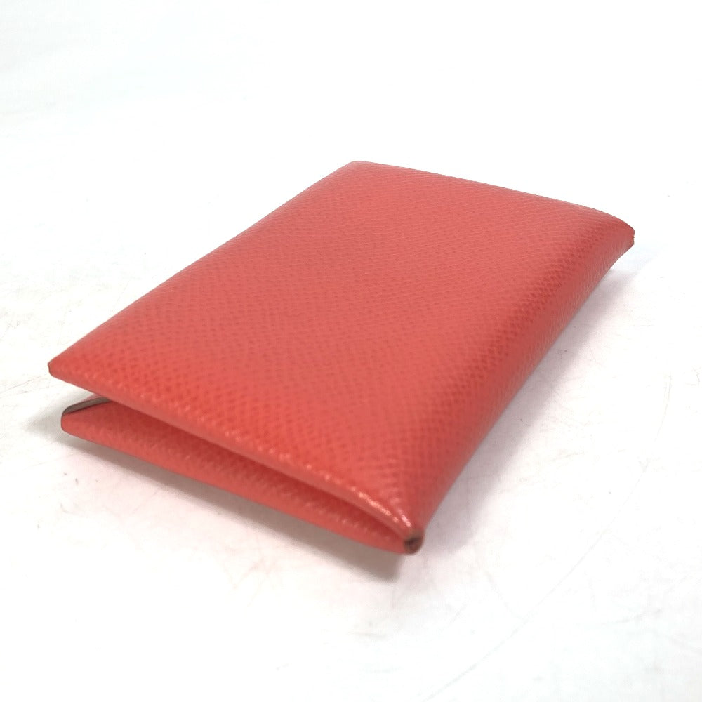 HERMES Card Case Epsom Red type Two fold Calvi Women Used