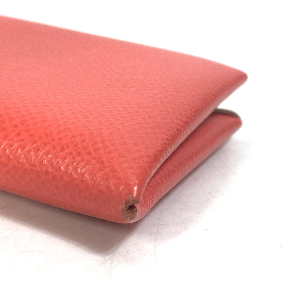 HERMES Card Case Epsom Red type Two fold Calvi Women Used