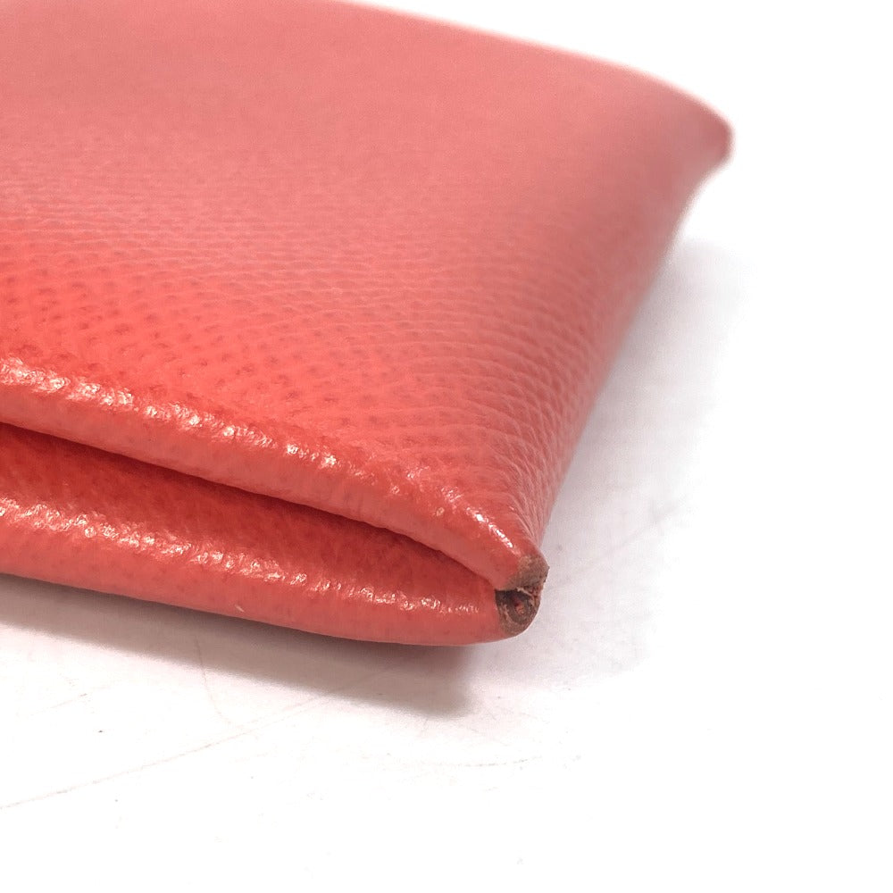 HERMES Card Case Epsom Red type Two fold Calvi Women Used