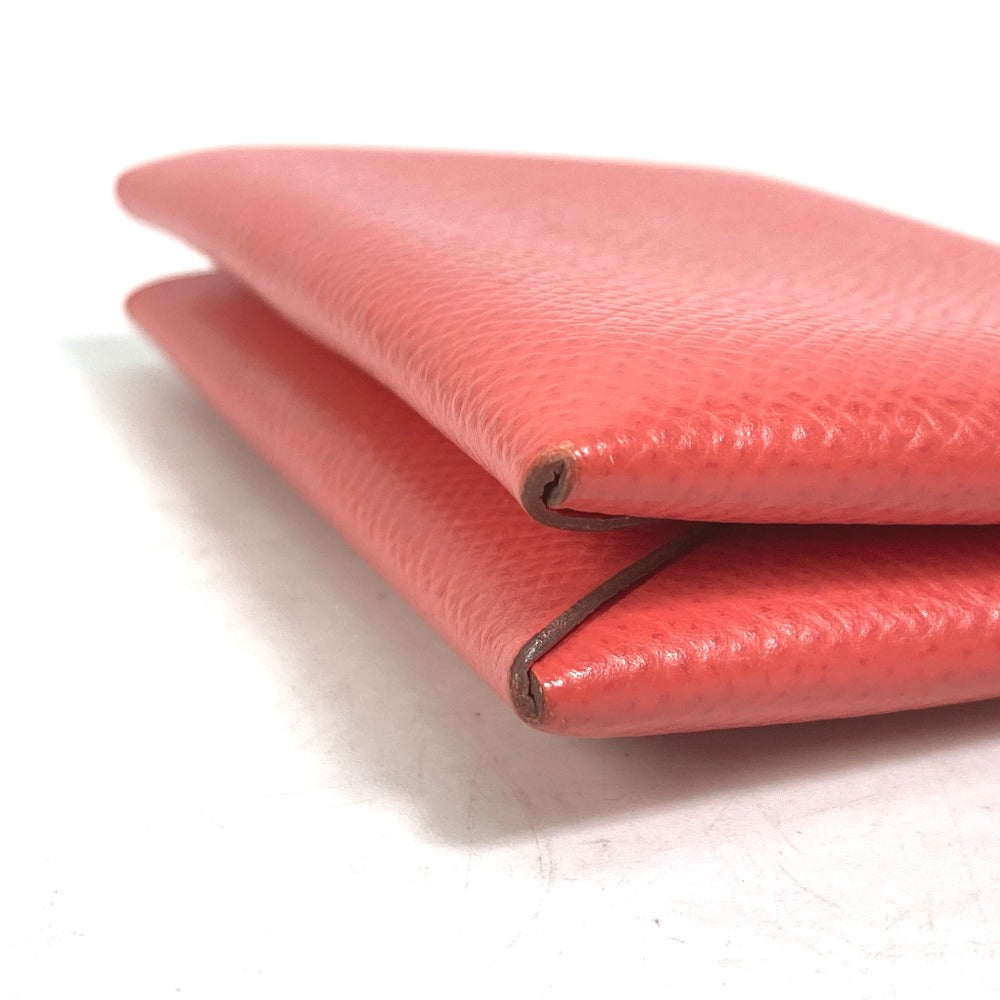HERMES Card Case Epsom Red type Two fold Calvi Women Used