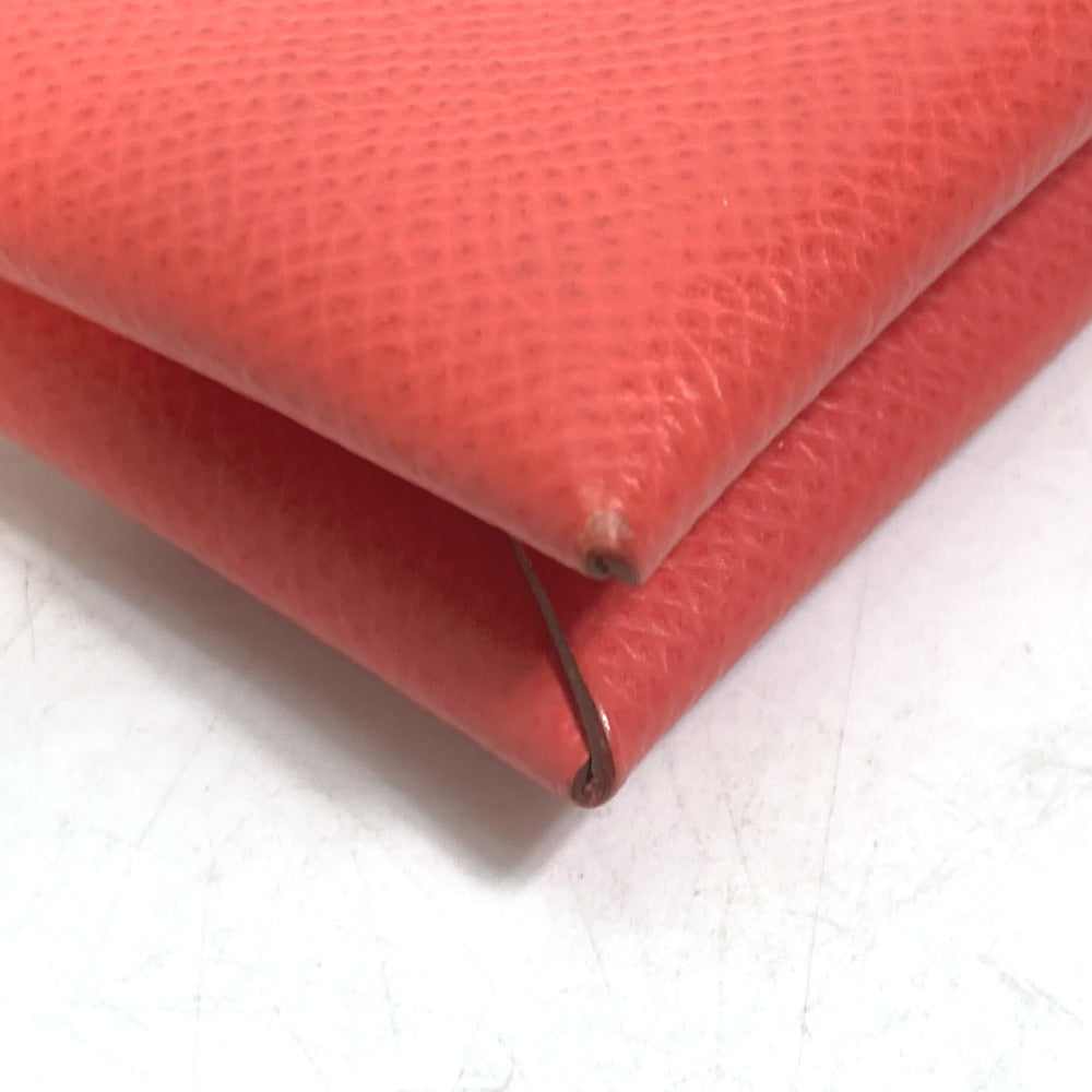 HERMES Card Case Epsom Red type Two fold Calvi Women Used
