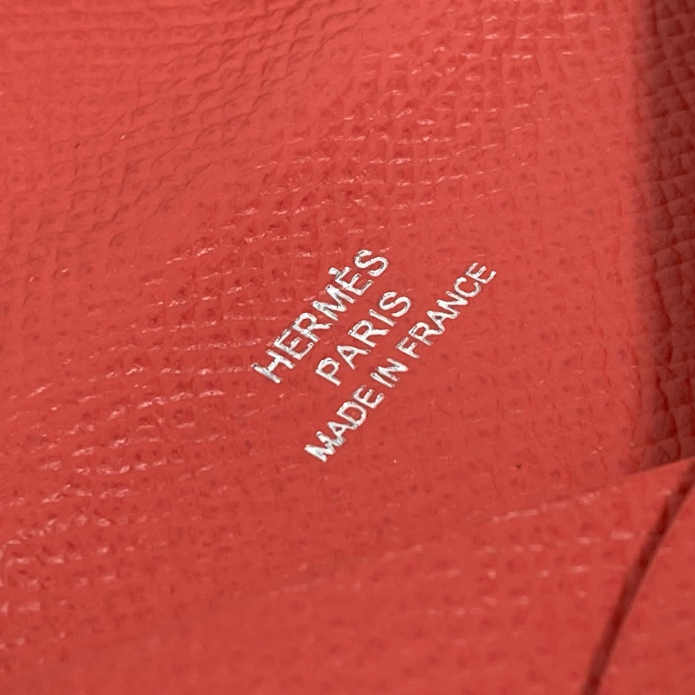 HERMES Card Case Epsom Red type Two fold Calvi Women Used