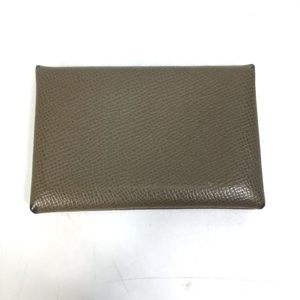 HERMES Card Case Epsom gray Two fold Calvi Women Used