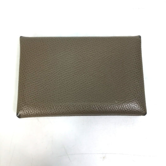 HERMES Card Case Epsom gray Two fold Calvi Women Used