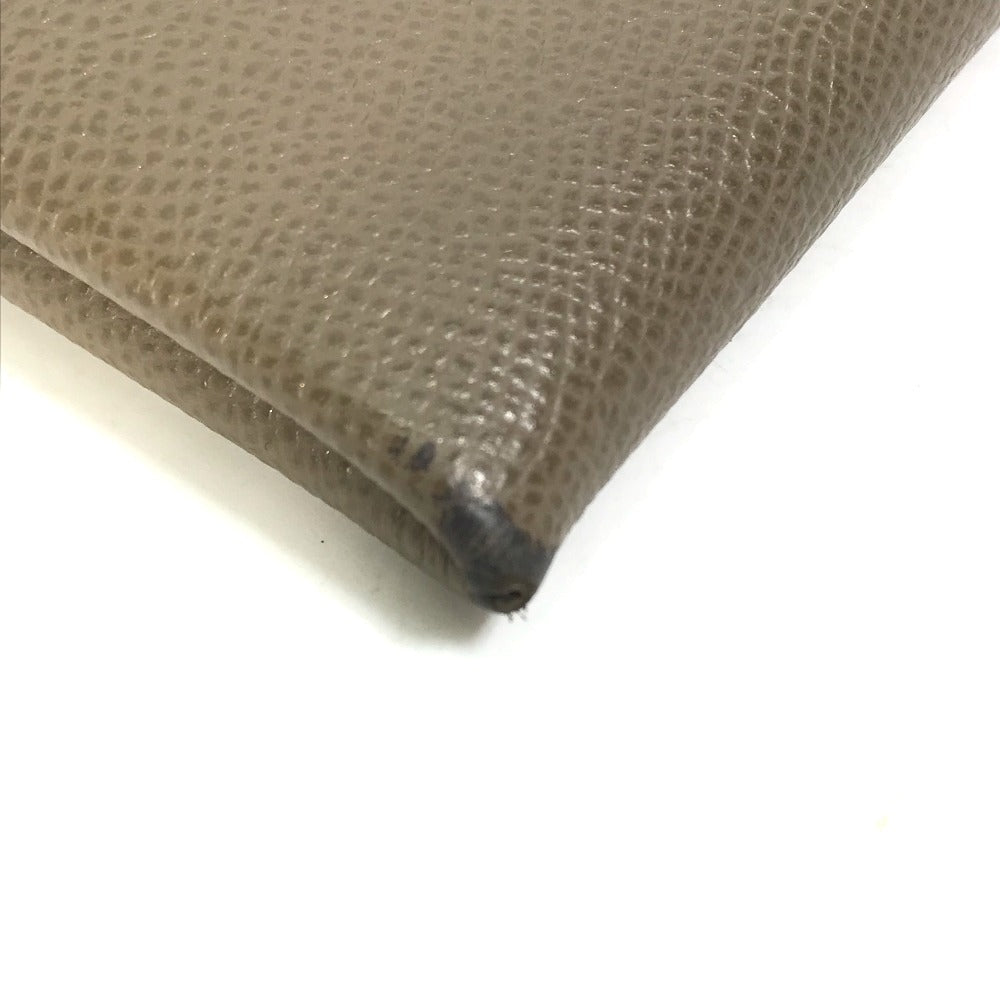 HERMES Card Case Epsom gray Two fold Calvi Women Used