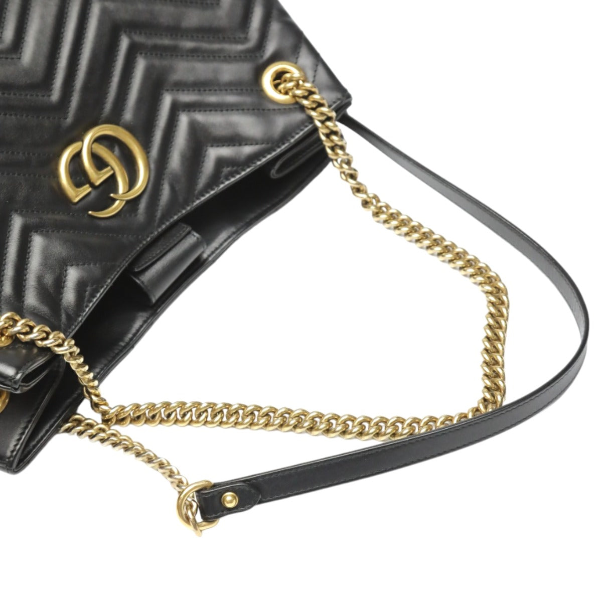 GUCCI Tote Bag 453569 leather black Tote bag leather GG Marmont unisex(Unisex) Used