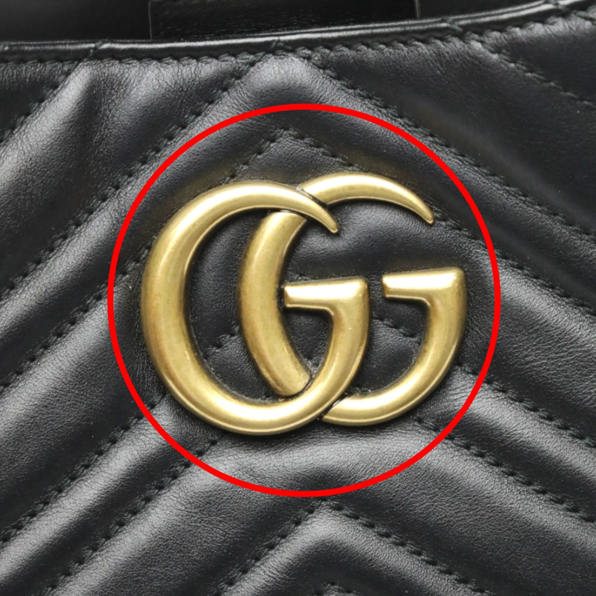 GUCCI Tote Bag 453569 leather black Tote bag leather GG Marmont unisex(Unisex) Used