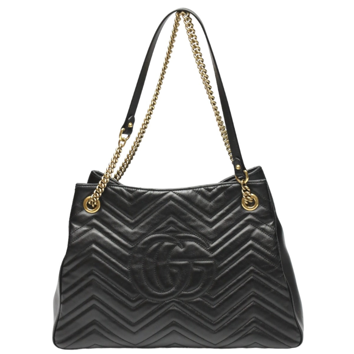 GUCCI Tote Bag 453569 leather black Tote bag leather GG Marmont unisex(Unisex) Used