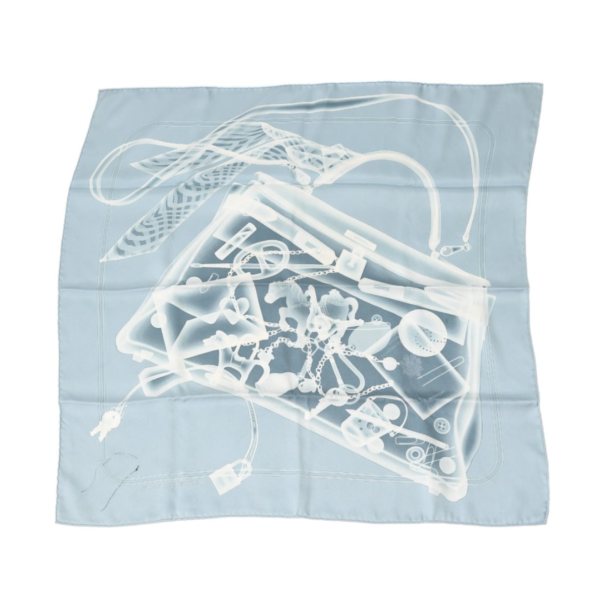 HERMES scarf silk blue gray scarf Women Used
