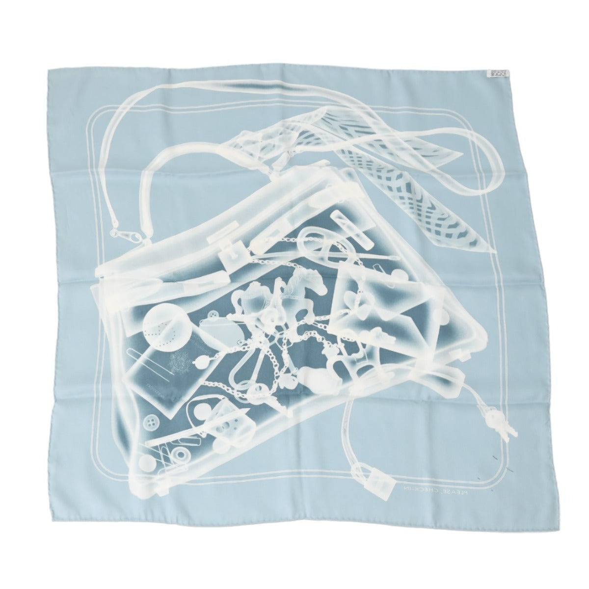 HERMES scarf silk blue gray scarf Women Used