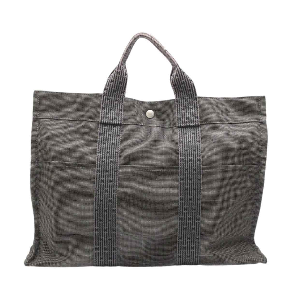 HERMES Tote Bag canvas gray Tote Bag Tote MM Her Line mens(Unisex) Used