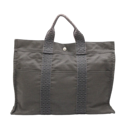 HERMES Tote Bag canvas gray Tote Bag Tote MM Her Line mens(Unisex) Used