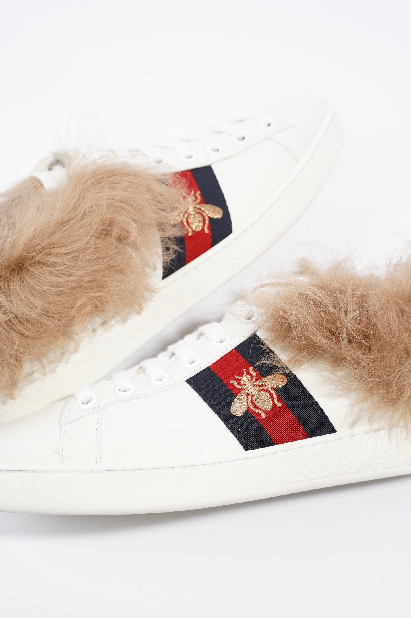 Gucci Ace Bee Fur White / Green / Red Leather EU 38.5 UK 5.5
