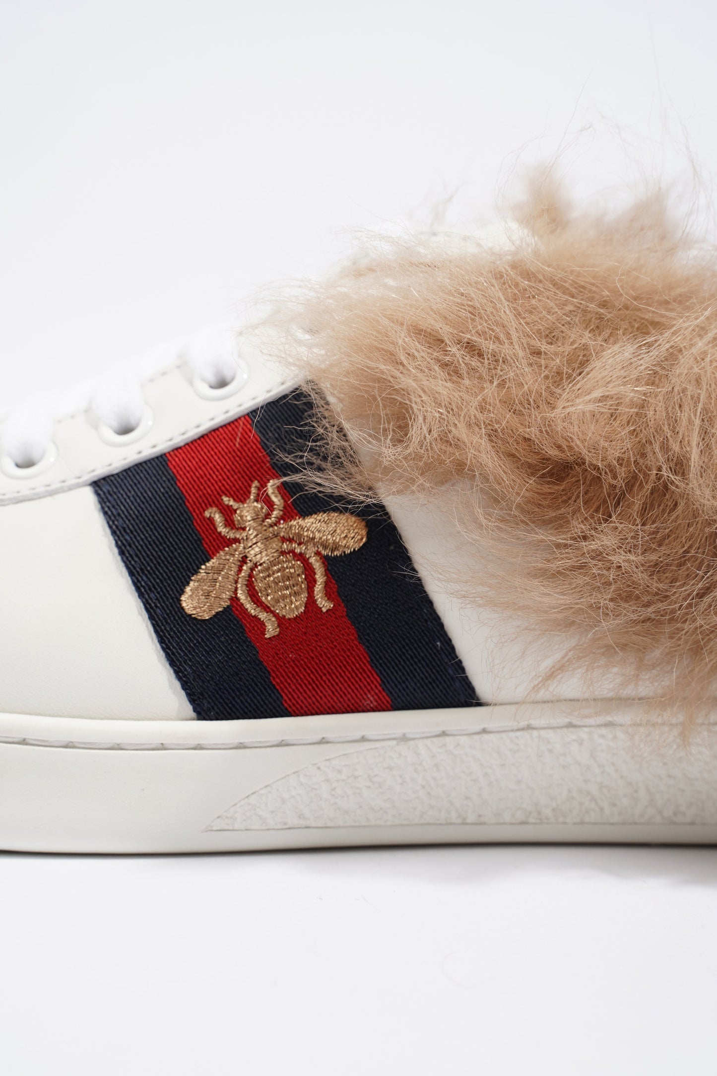 Gucci Ace Bee Fur White / Green / Red Leather EU 38.5 UK 5.5