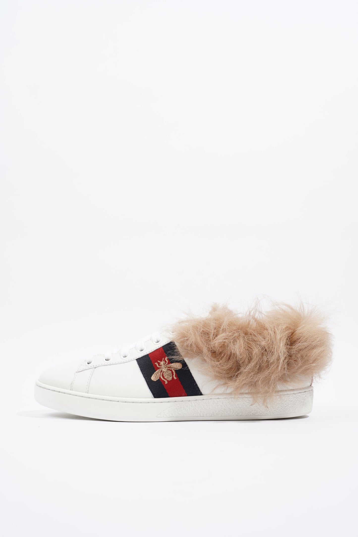 Gucci Ace Bee Fur White / Green / Red Leather EU 38.5 UK 5.5