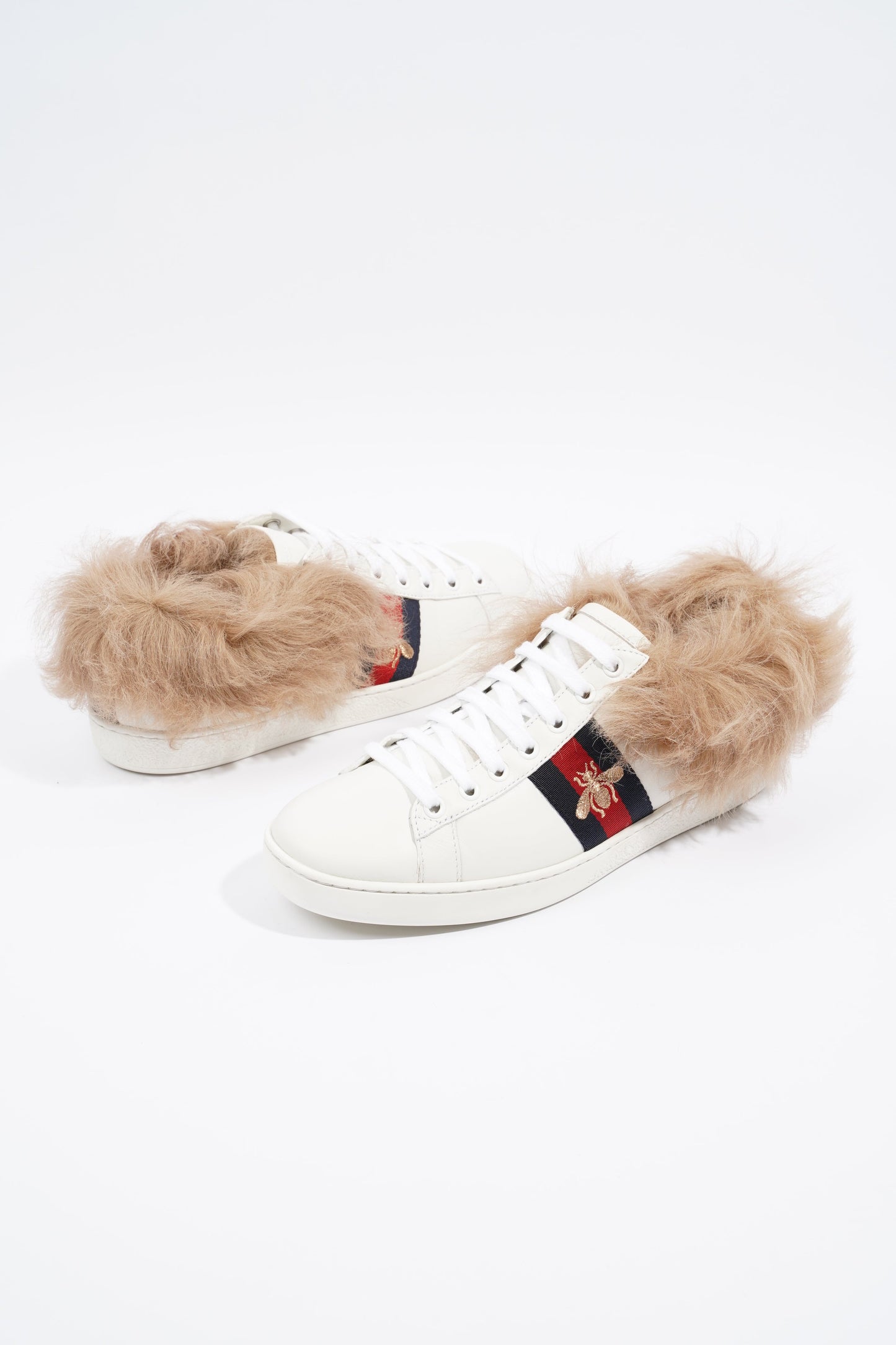 Gucci Ace Bee Fur White / Green / Red Leather EU 38.5 UK 5.5
