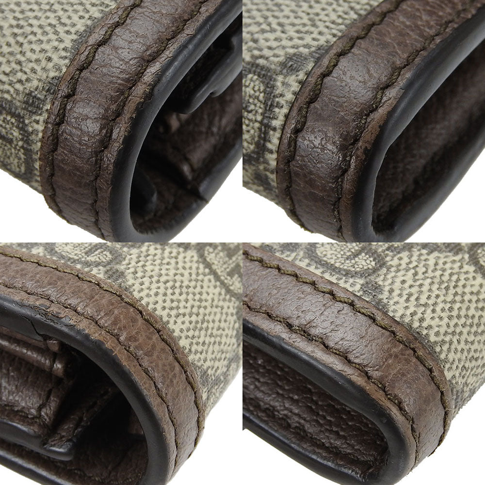 GUCCI Long Wallet Purse 523153 GG Supreme canvas, leather beige Off deer unisex(Unisex) Used