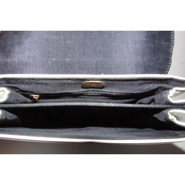 Gucci Box W Lunch Bamboo Handle White Patent Leather Satchel