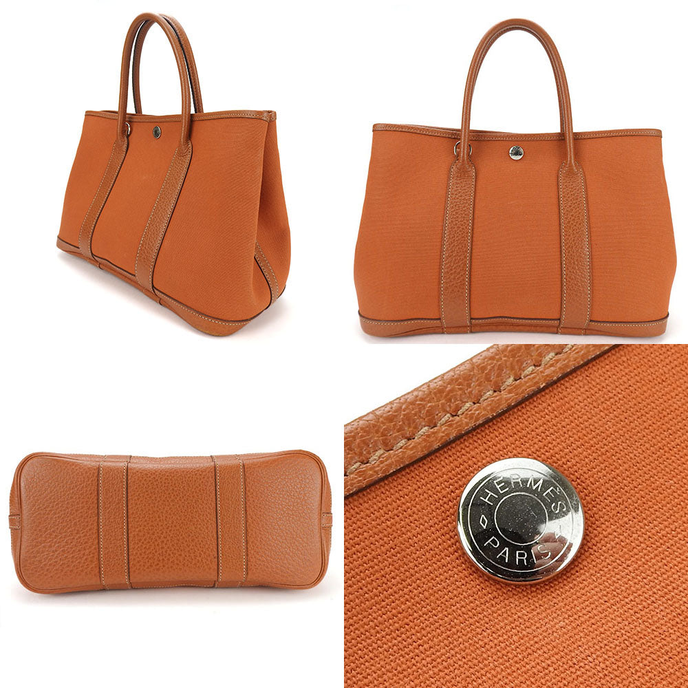 HERMES Tote Bag Canvas, Leather Orange Garden party TPM Women Used