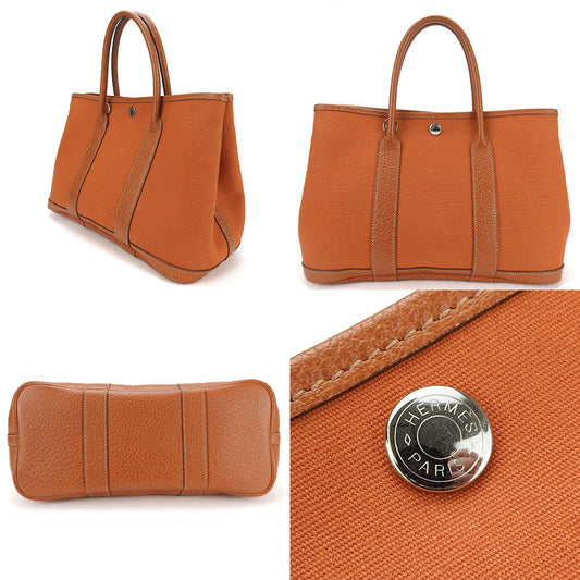HERMES Tote Bag Canvas, Leather Orange Garden party TPM Women Used