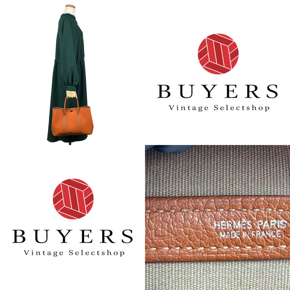 HERMES Tote Bag Canvas, Leather Orange Garden party TPM Women Used
