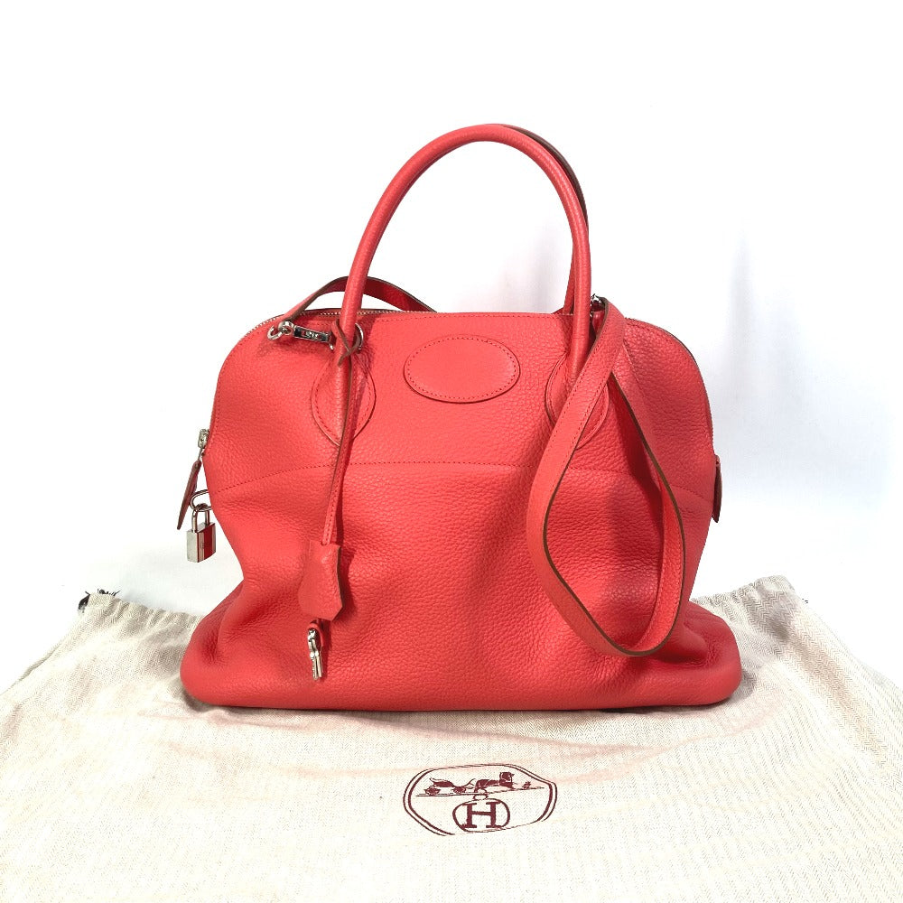 HERMES Handbag Taurillon Clemence Red Shoulder Bag Crossbody Bored 35 Women Used