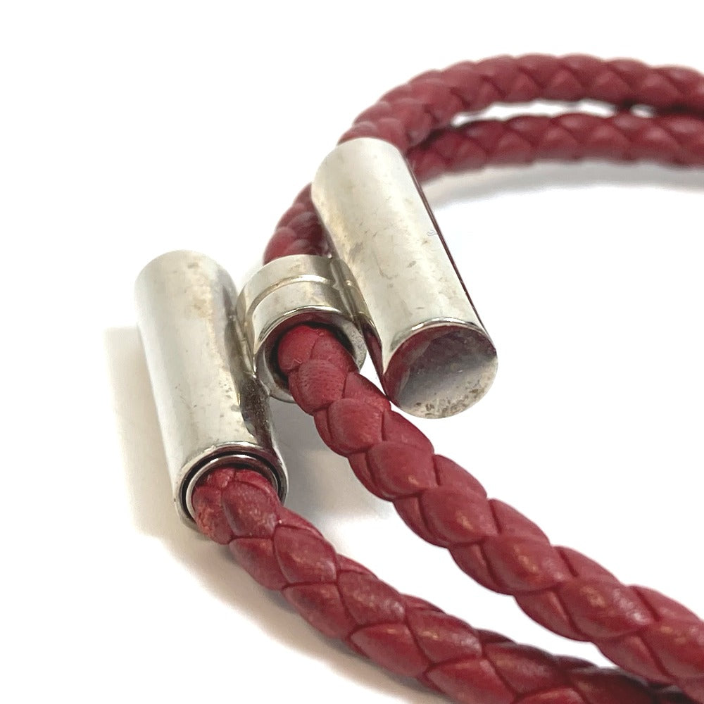 HERMES bracelet leather Red brown HMetal Braid Truni Tresse unisex(Unisex) Used