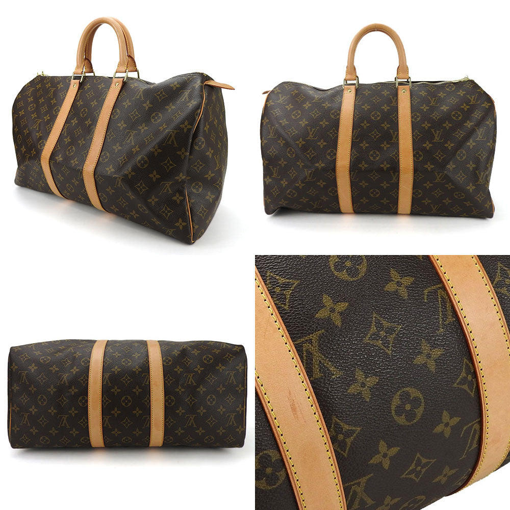 LOUIS VUITTON Boston Duffel bag M41428 Monogram, Tanned Leather Brown Keepall 45 unisex(Unisex) Used