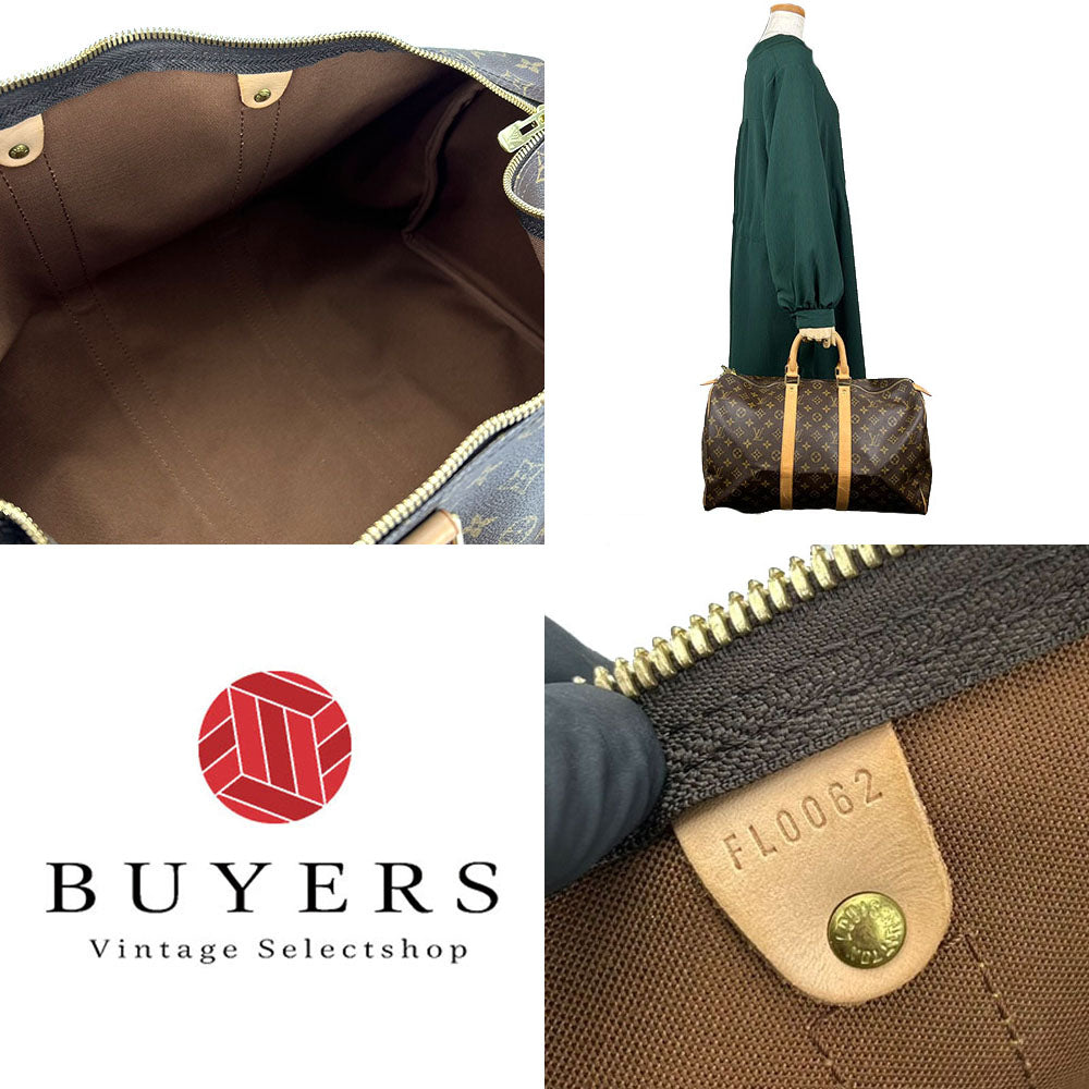 LOUIS VUITTON Boston Duffel bag M41428 Monogram, Tanned Leather Brown Keepall 45 unisex(Unisex) Used