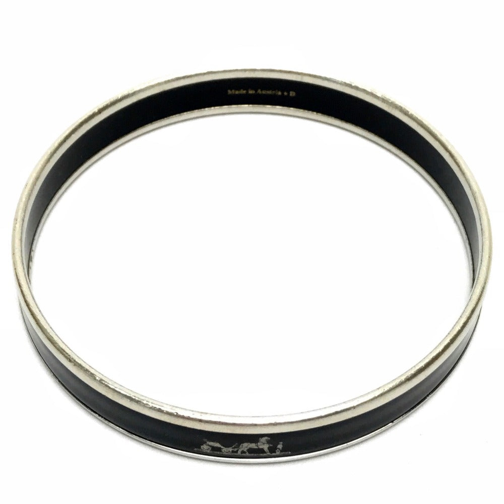 HERMES Bangle metal black Fan Curryche Emaille PM Women Used
