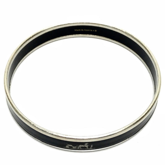 HERMES Bangle metal black Fan Curryche Emaille PM Women Used