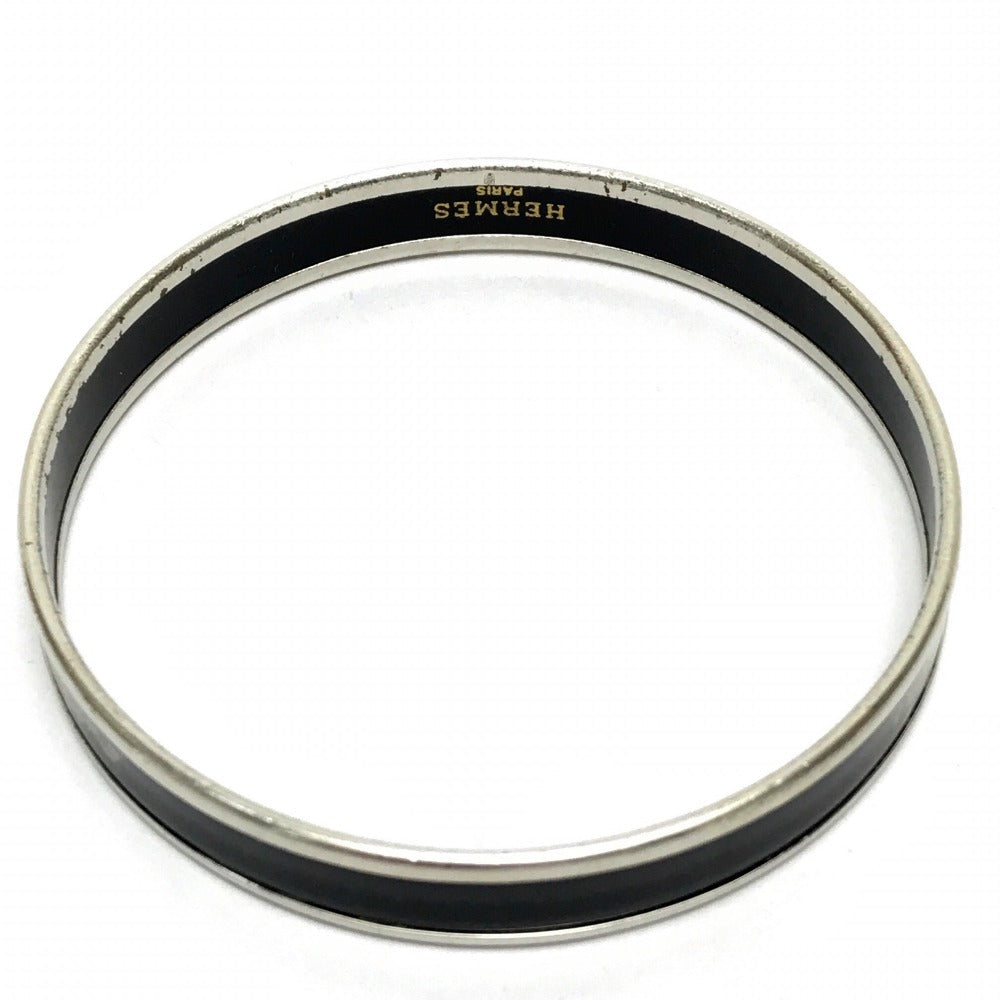 HERMES Bangle metal black Fan Curryche Emaille PM Women Used