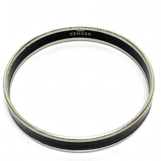 HERMES Bangle metal black Fan Curryche Emaille PM Women Used
