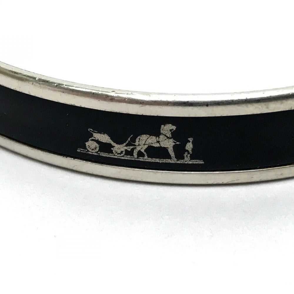HERMES Bangle metal black Fan Curryche Emaille PM Women Used