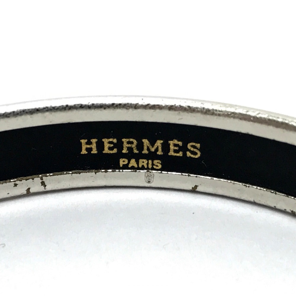 HERMES Bangle metal black Fan Curryche Emaille PM Women Used