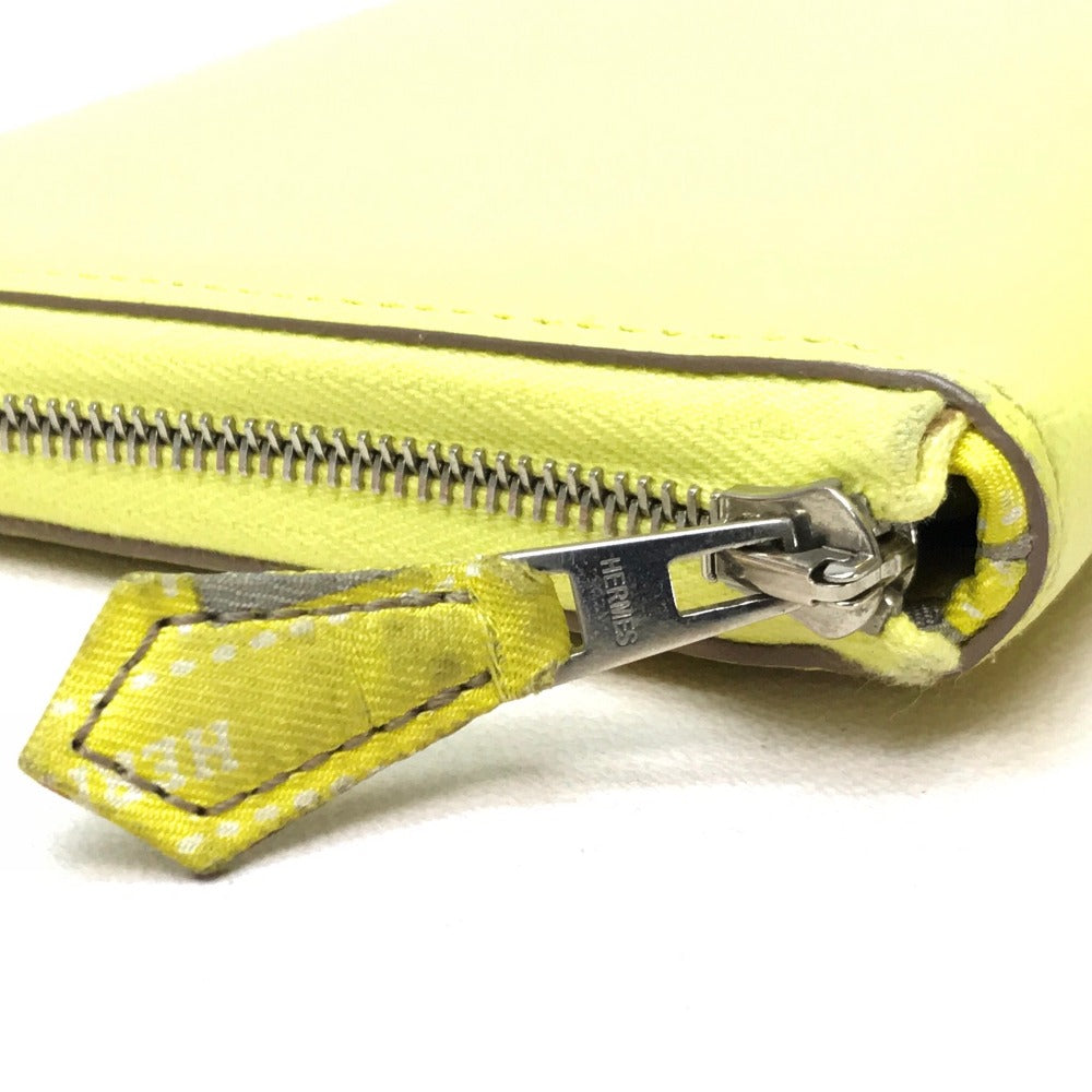 HERMES Long Wallet Purse Epsom, Silk yellow Silk in Azap Long