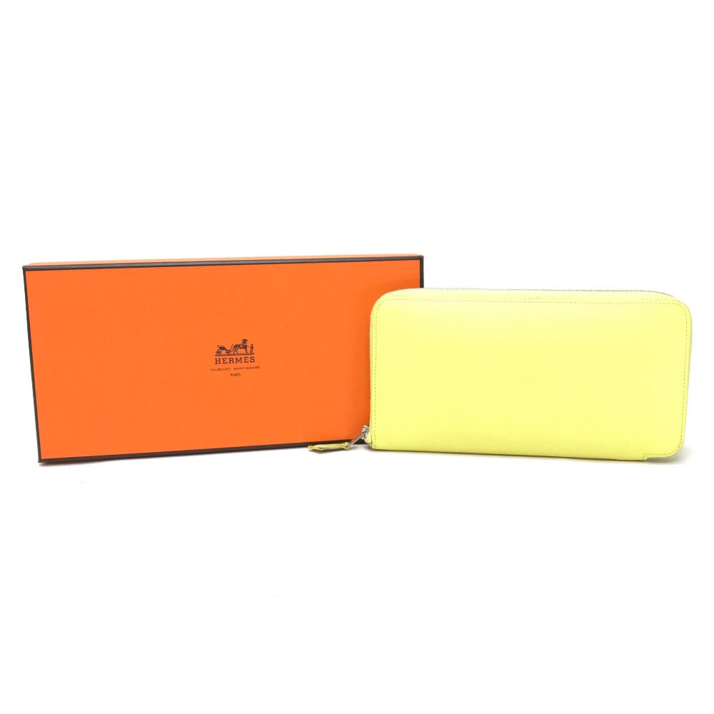 HERMES Long Wallet Purse Epsom, Silk yellow Silk in Azap Long