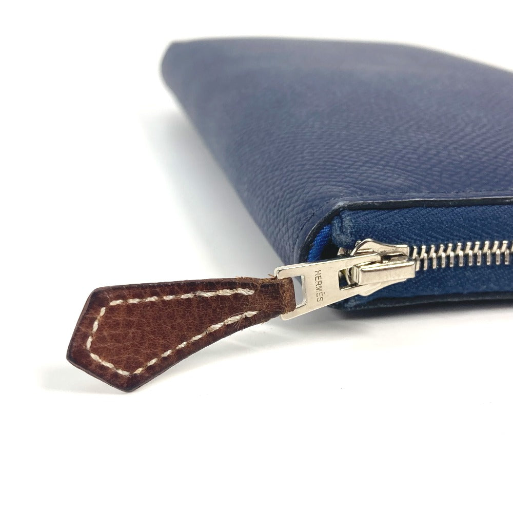 HERMES Long Wallet Purse Epsom Navy Long wallet Azap Long Silk Inn Women Used