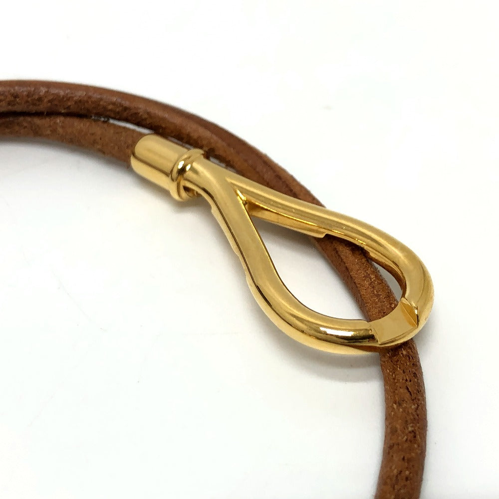 HERMES Necklace Metal, Leather Brown Atame Gold Plated Choker Women Used