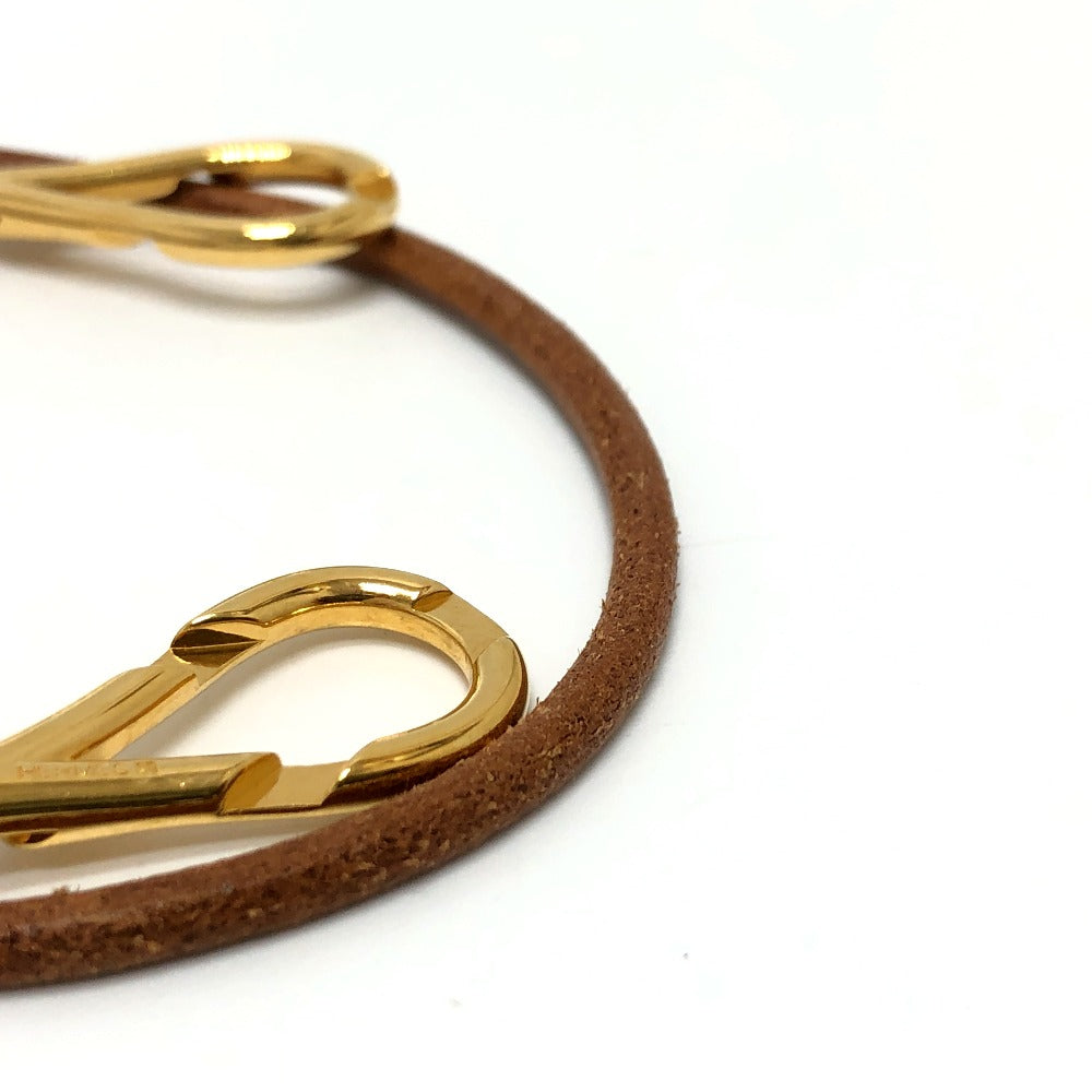 HERMES Necklace Metal, Leather Brown Atame Gold Plated Choker Women Used
